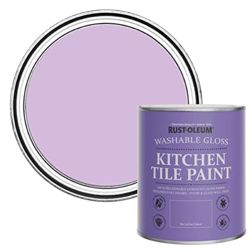 Image of Rust-Oleum Purple Water-Resistant Kitchen Tile Paint in Gloss Finish - Violet Macaroon 750ml