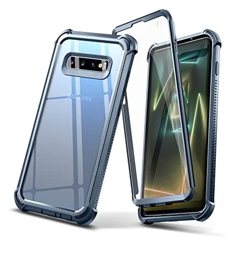 Image of Dexnor Case for Samsung Galaxy S10 360 Full Body 3 Layers Protection Cover Shockproof Bumper Crystal Clear Slim Anti-Scratch Back Panel with Built-in Screen Protector (Blue)