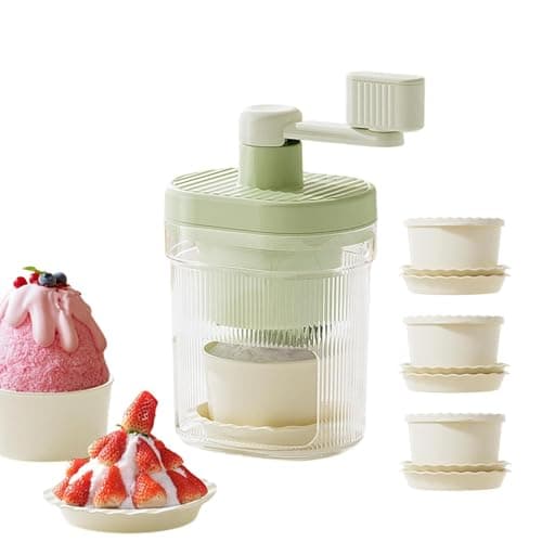 Image of Crushed Ice Maker - Ice Crusher for and Granita with Glasses | Bench Appliance - For Preparing Drinks, Desserts, Parties, Bars, Ideal for Children and