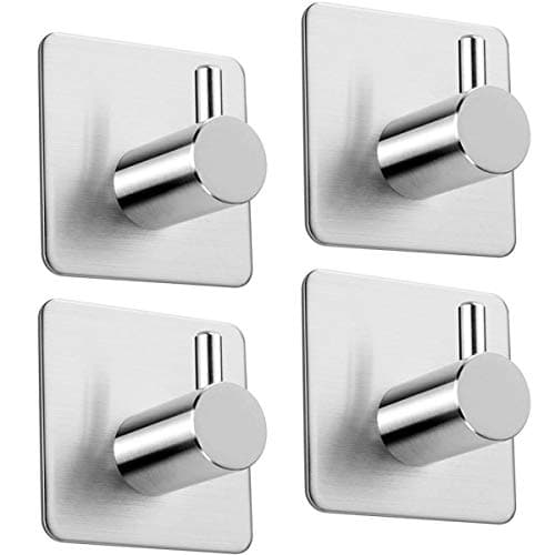 Image of Aikzik 4 Pack of Self Adhesive Hooks, Max 8kg Load Sticky Hooks, Tea Towel Hooks, Versatile Self-Adhesive Wall Hooks for Use in Bathrooms, Kitchens, Doors, Cupboards, Bed Curtains, Towels, Key