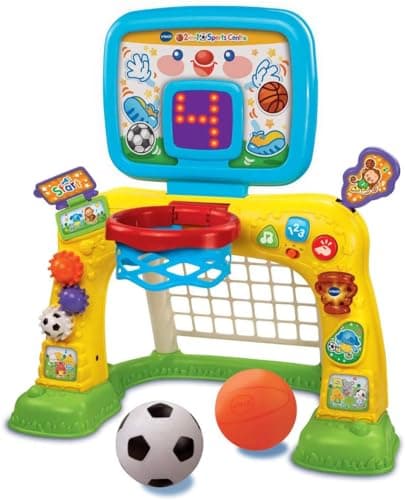 Image of VTech 3-in-1 Sports Centre, Baby Interactive Toy with Colours and Sounds, Learning with Role-Play, Suitable for Baby Boys & Girls from 12 to 36 Months (Yellow/Blue), English Version