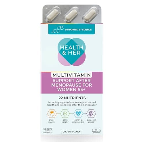 Image of Health & Her Multivitamin Tablets for Women 55+ and Postmenopausal, with 22 Key Nutrients, Vegan & Gluten Free, 30-Day Supply, 60 Tablets