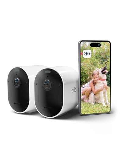 Image of Arlo Pro 5 Outdoor Security Camera, 2 Cam, 2K HDR, Wireless CCTV, 8-Month Battery, Colour Night Vision, Dual Band Wifi, 2-Way Audio, Alarm Siren, No Hub Needed, 30-Day Free Trial of Arlo Secure, White