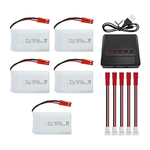 Image of 5PCS 3.7V 800mAh Lipo Battery RC Drone Battery with 5-in-1 Charger Plug JST for SYMA X56W MJX X400W X300C X800 HS110 HS200 S670 V950HD S1750 V2450 RC Quadcopter Battery