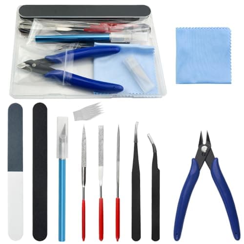 Image of WMYCONGCONG 15 PCS Gundam Model Tools Kit Modeler Basic Tools Hobby Building Tools Kit for Buildings Cars Airplanes Model Assemble Building Repairing and Fixing