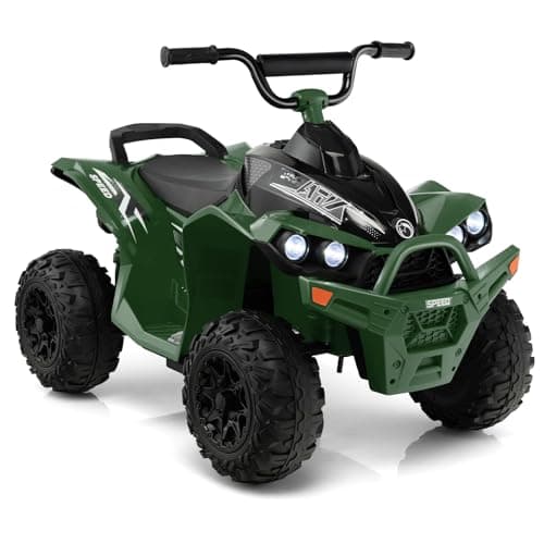 Image of GYMAX Kids Electric Quad Bike, 12V Battery Powered Toy Car with Music, Lights, Horn, Forward and Backward, Children Ride on ATV for 3-8 Years Old Boys Girls (Green)