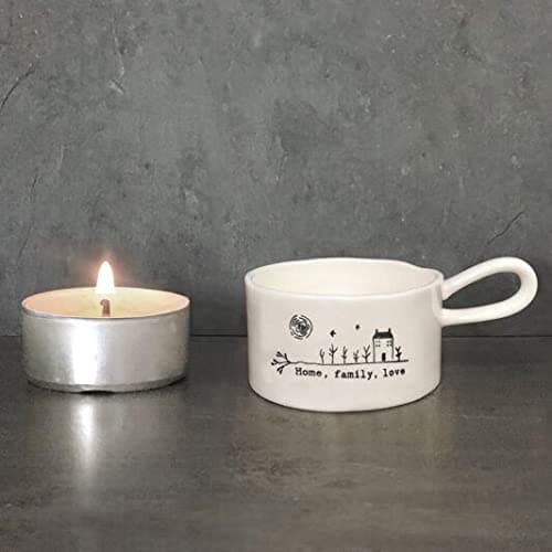 Image of East of India Home, Family, Love Handled Porcelain Tealight Holder
