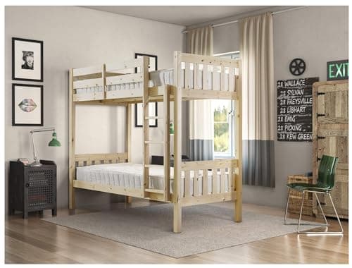 Image of STRICTLY BEDS&BUNKS Cypress Heavy Duty Solid Pine Bunk Bed, 3ft Single