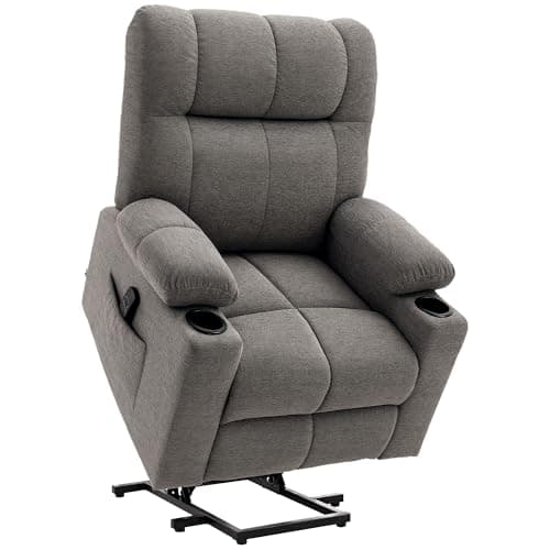 Image of HOMCOM Power Lift Chair Recliner for Elderly, Velvet-touch Fabric Electric Riser and Recliner Chair for Living Room with Remote Control, Side Pockets, Cup Holders, Grey