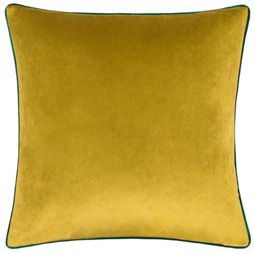 Image of furn. Meridian Cushion Cover – Luxury Contrast Piped Velvet Decorative Case (Moss/Emerald - 45x45cm)