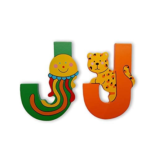 Image of Vinsani® Wooden Jungle Animal Alphabet Letters Personalised Bedroom WALL Door Name (J)