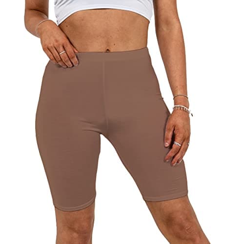 Image of Missloved Ladies Womens Cycling Dancing Gym 1/2 Leggings Active Casual Shorts (Mocha Brown, 12-14)