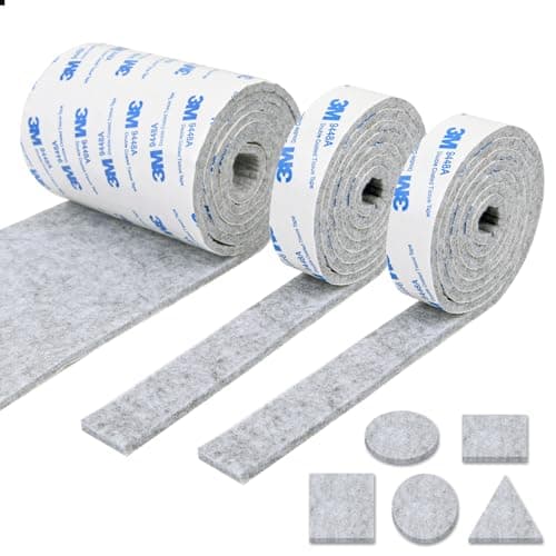 Image of Vicloon Furniture Pad, DIY Furniture Felt Pads Felt Strip Roll, Self Adhesive Floor Protector Pad including 120cm x 10cm*1 Set and 120cm x 2cm*2 Sets, Heavy Duty Pads Tape for Chair Table (Light Gray)