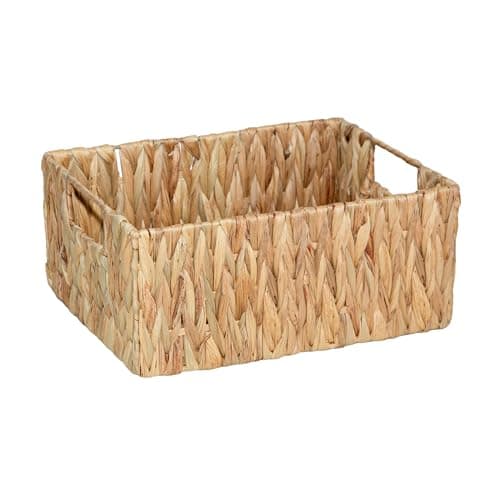 Image of Woven Water Hyacinth Organiser Storage Baskets Wicker Hamper Basket With handles Gift Toys Bathroom Basket (Small)