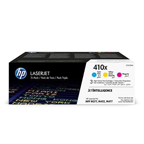 Image of HP CF252XM 410X High Yield Original LaserJet Toner Cartridges, Cyan/Magenta/Yellow, Multipack