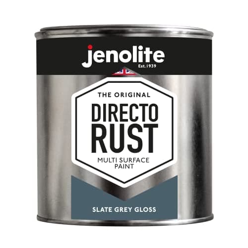 Image of JENOLITE Directorust Slate Grey Gloss - Multi Surface Paint - For Use On Wood, Metal, Plastic, Ceramic & Rusted Surfaces - 1 Litre (RAL 7031)