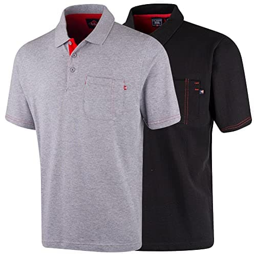 Image of Lee Cooper LCTS011 Men's Classic Workwear Pique Collared Cotton Polo Shirt, Grey Marl, L