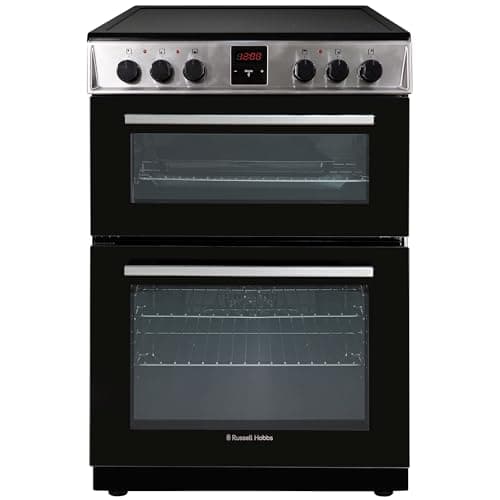 Image of Russell Hobbs Electric Cooker 3 in 1 68L/37L Split Stainless Steel Double Oven with 3 Shelves, Full-Size Grill Pan, 4 Zone Ceramic Hob, Energy Efficient, Up to 2 Years Guarantee, RH60EDOEH6011SS