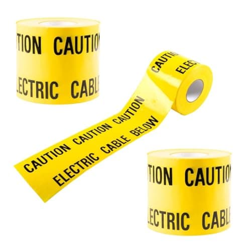 Image of GTSE Caution Electric Tape Black and Yellow, 150mm x 365m, 3 Rolls, Strong Warning/Caution Tape, Cable Below Tape for Underground Cables