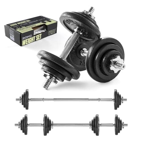 Image of Phoenix Fitness 20kg Cast Iron Adjustable Dumbbell Barbell Weight Set Men Women Strength Training Equipment Home Gym Weight Lifting Free Weights Hand Weights