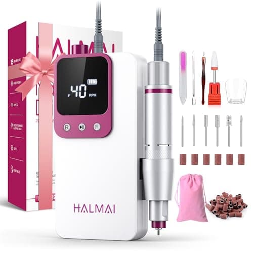 Image of Electric Nail Drill Professional, Portable Nail File for Acrylic Gel Nails, Cordless Rechargeable Ultra Power Nail Drill Kit 40000RPM, HMC320 Salon-Grade Efile Nail Machine (White)