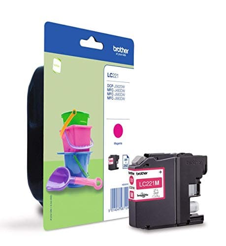 Image of Brother LC-221M Inkjet Cartridge, Magenta, Single Pack, Standard Yield, Includes 1 x Inkjet Cartridge, Brother Genuine Supplies