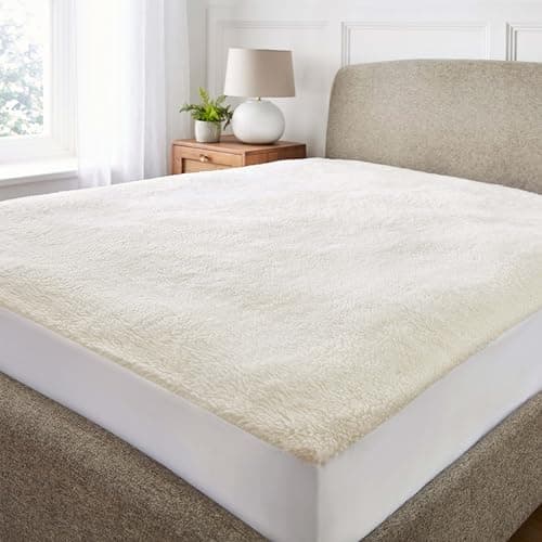 Image of EGYPTO Fleece Deep Mattress Protector Double – Faux Sheepskin Fleece Underblanket with All Around Elastic for Warmth & Comfort - 30cm Depth (Double)
