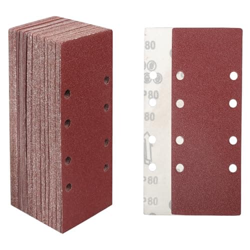 Image of STEBRUAM 30 Pieces Sanding Sheets 93 x 230mm,80 Grits Hook and Loop Sandpaper,Sanding Pads Assorted Fit Sander for Polishing Rust Removal