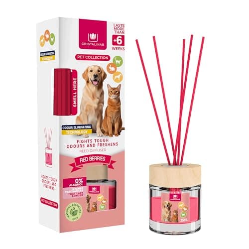 Image of CRISTALINAS Pet Odour Remover Reed Diffuser - Red Berries Scent Air Freshener - 35ml Home Air Fresheners - Long Lasting Continuous Home Fragrance Up To 6 weeks - Reed Diffusers with Essential Oils