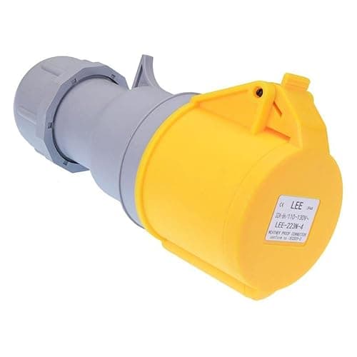 Image of Yellow 32A 110V 2P+E Industrial Inline Socket IP44 Connector Industrial