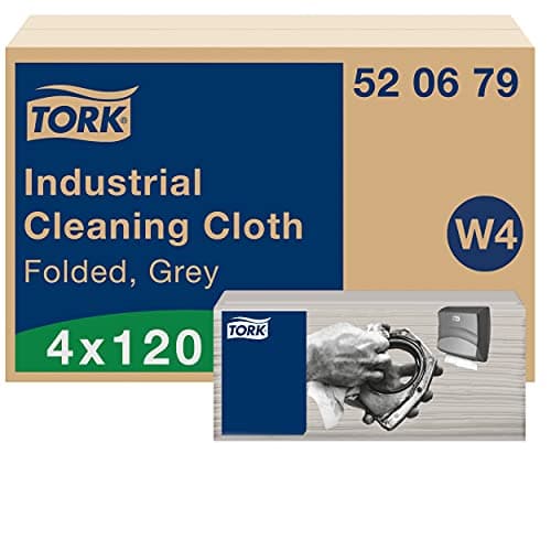 Image of Tork Industrial Cleaning Cloth Grey W4, Flexible and Soft, 4 x 120 cloths, 520679