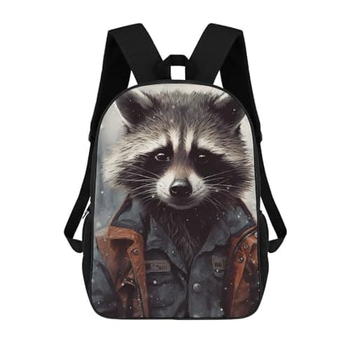 Image of sinyumoney 3D Printed Children's School Winter Raccoon Guardian Backpack for Kids High Capacity Travel Fashion Rucksacks Kids School Bag Casual Back Pack 17inch