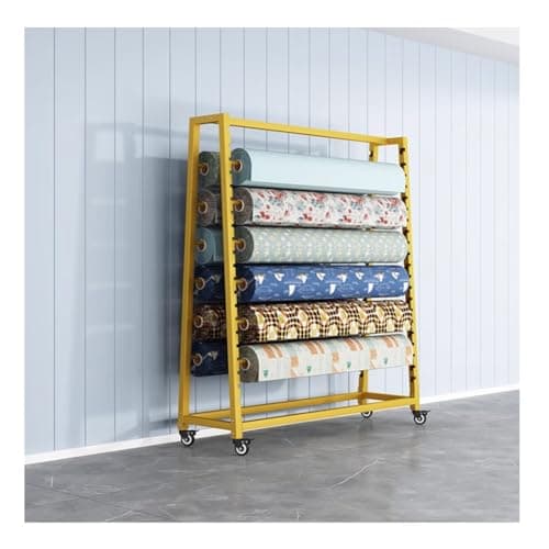 Image of Heavy Duty Fabric & Floor Mat Display Rack with Universal Wheels, Adjustable Height & Hole Spacing, Portable Stand for Trade Shows, Events, and Retail Spaces