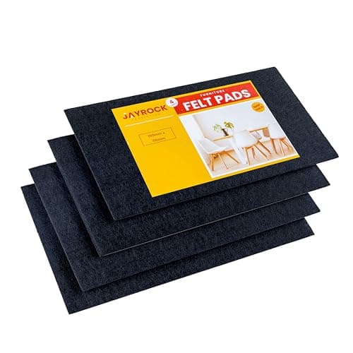 Image of Furniture Pads for Hardwood Floors – Self-Adhesive Felt Pads Chair Leg Floor Protectors Pack of 4 – Cut To Size Pad Sheets for Laminate Floor – 150mm x 110mm (BLACK, 150mm x 110mm)