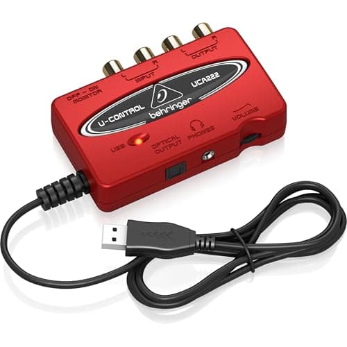 Image of Behringer UCA222 USB Audio Interface, 2x2 RCA to USB Converter for Analog-to-Digital Audio Recording on PC and Mac