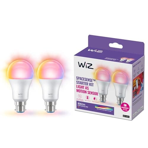 Image of WiZ Smart Bulb, B22 Colour, Dimmable, Smart LED Connected WiFi Works with Alexa, Google Assistant & HomeKit, App Control for Home Indoor Lighting, Livingroom, Bedroom, Energy Monitoring, 2 Pack
