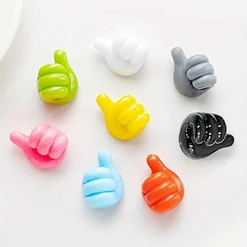Image of 22Pcs Thumb Cable Holde,Adhesive Hooks Thumbs up Wall Hook,Cable Tidy Clips,Adhesive Small Hand Hook,Small Hand Hooks,Stick on Hooks for Home Office Desk Data Cable Management Hanging Coat Cloth Towel