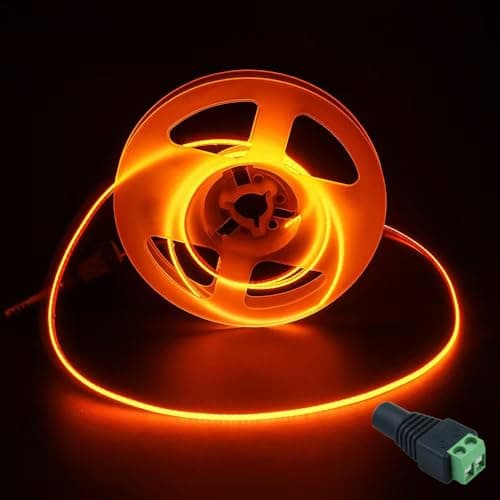 Image of JBdusn 12V COB LED Strip 5m, Orange Flexible LED Strip Lights with 480LEDs/M,CRI 90+, 2mm Width,Uniform Dotless LED Tape Light for Room Cabinet Home DIY Projects (Not Power Supply)