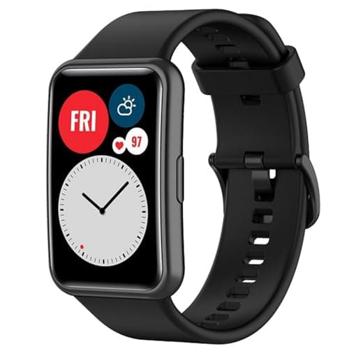 Image of FYISWHO Watch Strap for Huawei Watch Fit, Silicone Sport Replacement Bracelet Band, 26mm, Black
