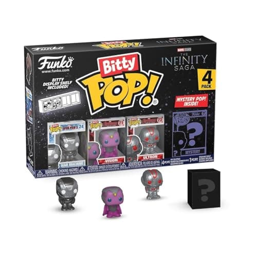 Image of Funko Bitty POP! 4 Pack: Marvel - War Machine, Vision, Ultron, Mystery Mini Figure - Styles may vary - 0.9 inch (2.2 cm) Collectable - Stackable Display Shelf Included - Gift Idea - Cake Topper