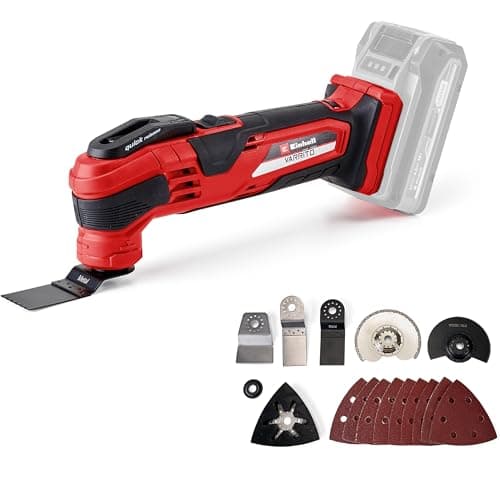 Image of Einhell Cordless Multi Tool with Accessories 18V Power X-Change, Multi-Use Cutting and Sanding Tool for Wood, Plastic, Metal and Tile, Without Battery VARRITO 18V Oscillating Multi Tools