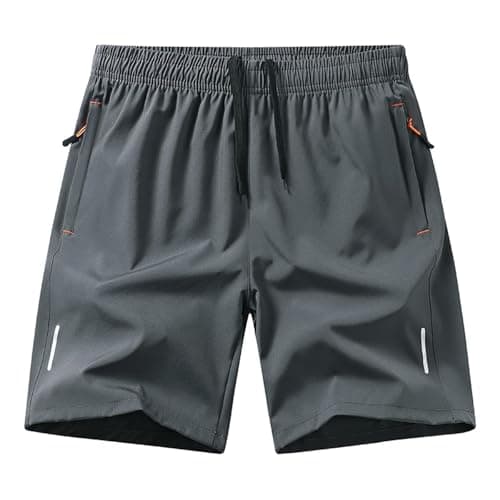 Image of yiouyisheng Mens Running Shorts Lightweight Quick Dry Gym Workout Athletic Training Shorts with Zipper Pockets Elastic Waist Drawstring Breathable Outdoor Walking Hiking Travel Summer Sports Shorts