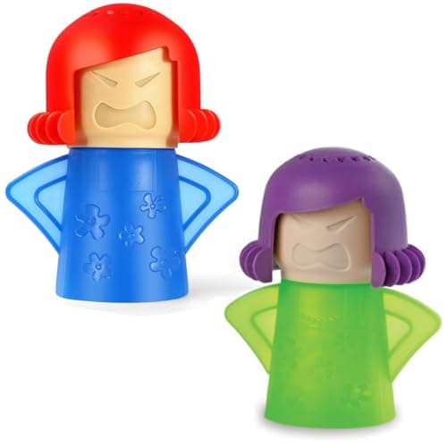 Image of 2Pcs Angry Mama Microwave Cleaner, Microwave Oven Steam Cleaner, Angry Mom Steamer Cleaning Crud Stain Easily in Minutes, Steam Cleans and Disinfects with Vinegar and Water for Kitchen,Blue+Green