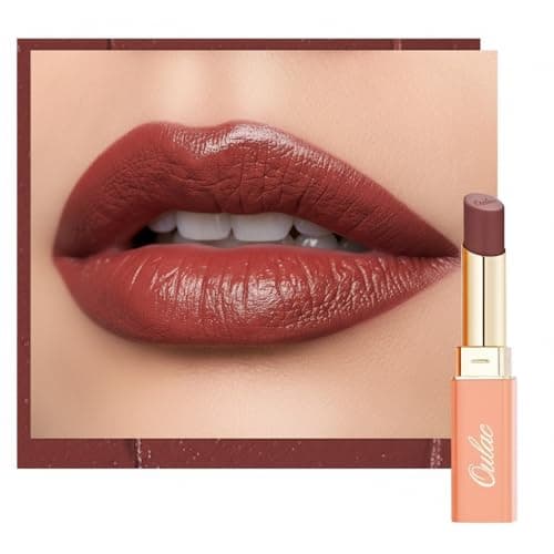 Image of Oulac Satin Matte Lipstick - Warm Terracotta Long Lasting Lip Stick for Women, Intense Color with Smooth Creamy Texture Lip Colour, Moisturizing & Weightless Formula Lip Makeup, Vegen, 4.3g, SG14