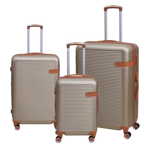 Image of UNIQUE HOME LIVING 3pcs Suitcase Set, Expandable Travel Suitcase with 4 Dual Spinner Wheels, Hard Shell ABS Hand Luggage Travel Trolley Case with Lock, Lightweight, Durable, Champagne, (20" 28" 32")