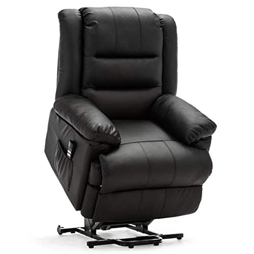 Image of More4Homes LOXLEY DUAL MOTOR ELECTRIC RISE RECLINER BONDED LEATHER ARMCHAIR ELECTRIC LIFT RISER CHAIR (Black)