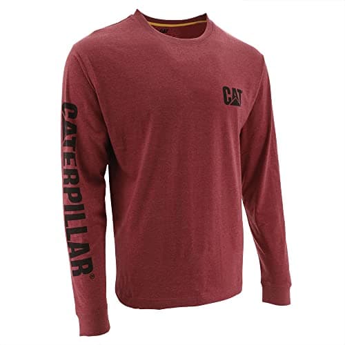 Image of Caterpillar Men's Trademark Banner Long Sleeve Tee Shirts with Center Back Neck Wire Management Loop and Cat Logo T, Brick Heather, S