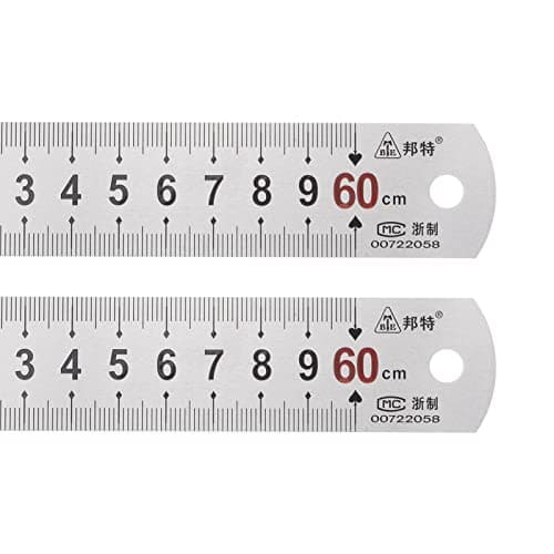 Image of sourcing map 2pcs Stainless Steel Ruler 24-inch/60cm Metal Rulers 1.14" Wide, Inch and Metric Graduation Straight Edge Measuring Tool