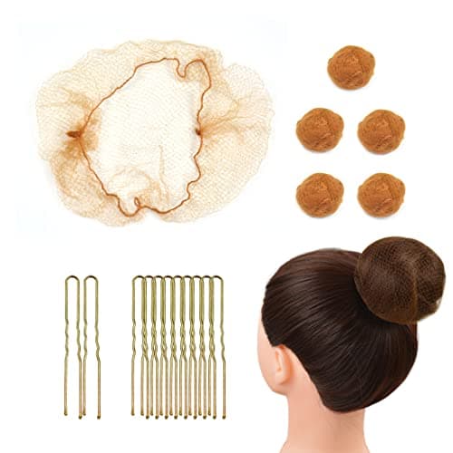 Image of 50 Pcs Invisible Hair Nets with 40 Pcs U Shaped Hair Pins for Women Hair Bun (Light Brown)