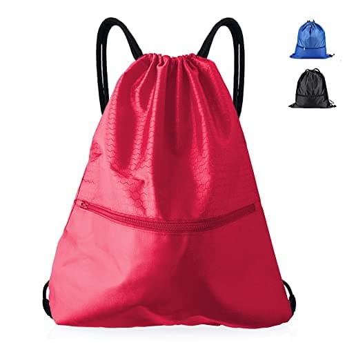 Image of Spolife Sports Gym Sack Drawstring Bag Waterproof Drawstring Sport Bag,High Capacity Drawstring Gym Bag(Red)